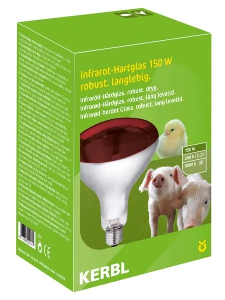 Kerbl Infrarotlampe, 150 Watt rot, Hartglas