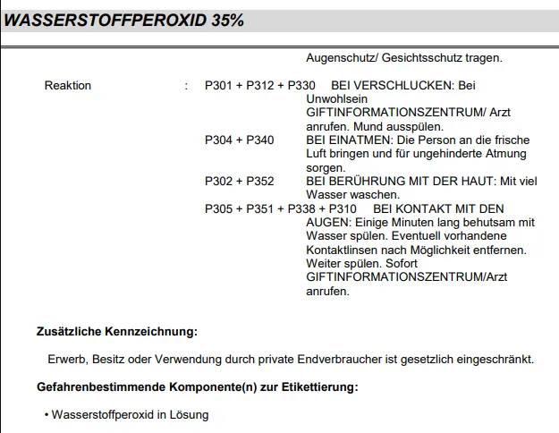 Wasserstoffperoxid, 35 %ig, 22 kg, Brenntag