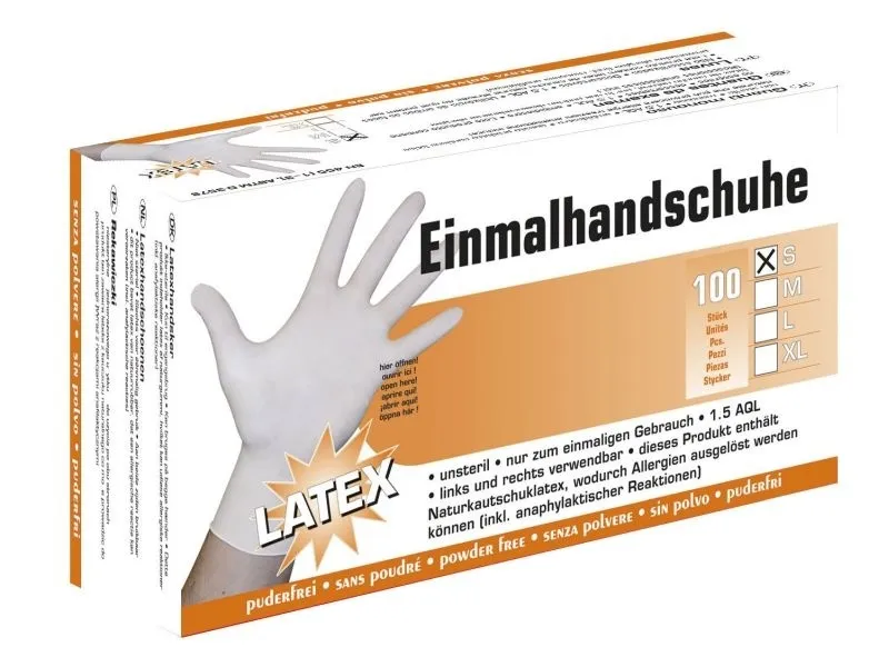 Latex Handschuhe ungepudert, 100 Stück