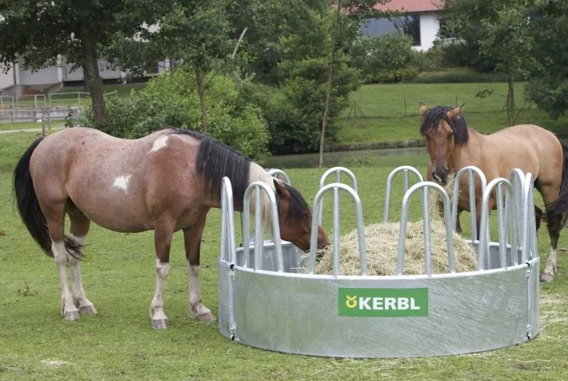 Rundraufe mit 12 Fressplätzen für Normal- und Rundballen